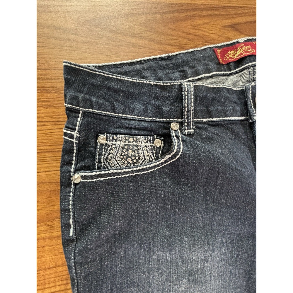 One 5‎ One Denim Jeans Womens Size 10 Dark Wash 90s Embellished Rhinestone - Picture 6 of 11